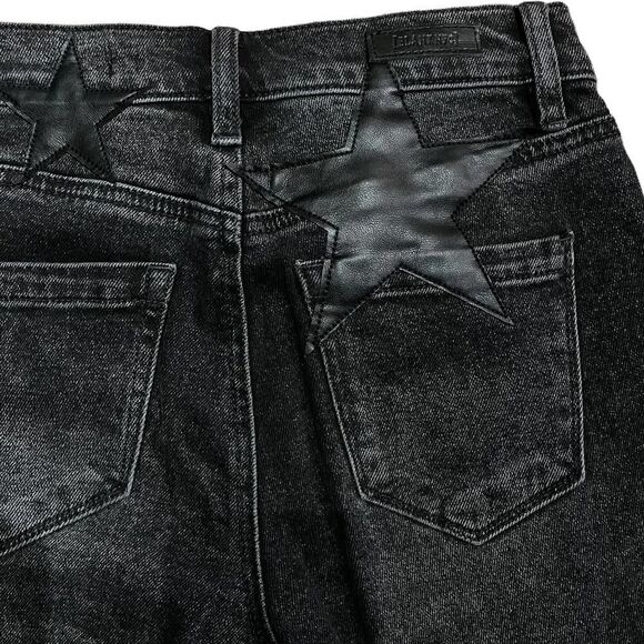 BLANK NYC Madison Crop Black Vegan Star Jeans Size 24 - Picture 3 of 8